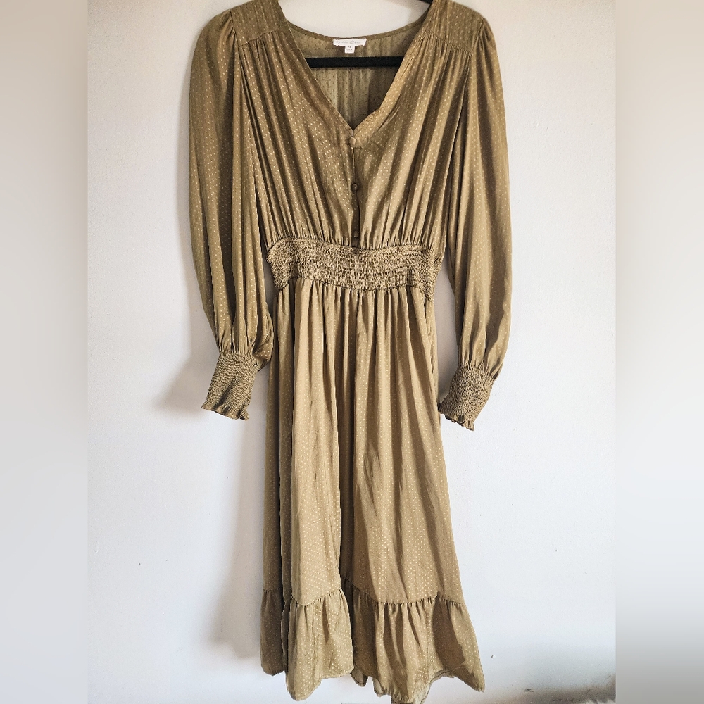 Silky Olive Dress M
